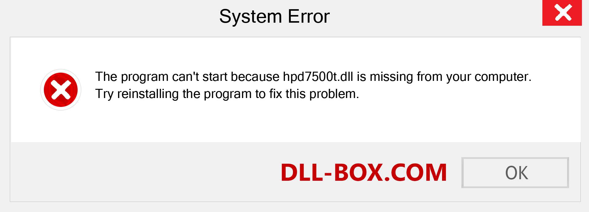  hpd7500t.dll file is missing?. Download for Windows 7, 8, 10 - Fix  hpd7500t dll Missing Error on Windows, photos, images